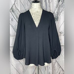 Altar’d State Flowy Balloon Sleeve Black Top Size XS